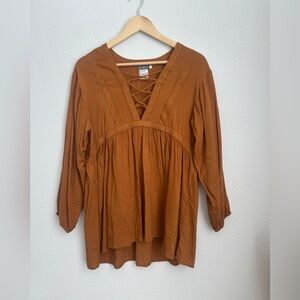 Earthbound Orange Babydoll Blouse - Medium